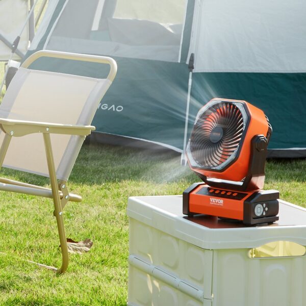 164a79d2-1bfa-4e41-92ba-15cd0fd08022.jpg VEVOR Portable Fan Rechargeable 9 Inch, Battery Powered Fan With LED Lantern, 4 Speeds Adjustable Automatic Swivel & Timer , USB Battery Operated Fans For Travel Bedroom Home Camping Office