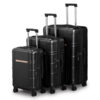 FCH 3-in-1 Set Double Wheel Silent Wheel With Wet & Dry Separation Compartment ABS, PC Trolley Case 20in 24in 28in ABS, PC Inner Aluminum Outer Iron Tie Rod Fabric - Black