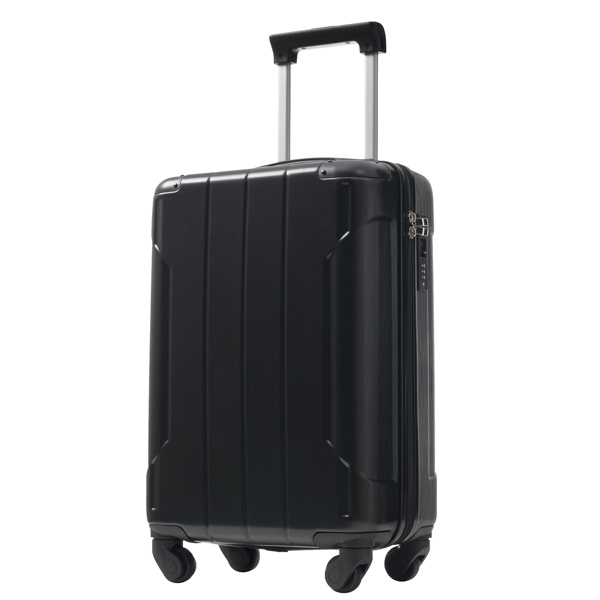20-Inch Hardshell Carry-On Luggage, Lightweight Durable ABS Suitcase With Spinner Wheels, Built-in TSA Lock, 2 Packing Cubes, Black