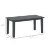 Rectangle Outdoor Coffee Table, HDPE All-Weather Outdoor Patio Table With Slatted Tabletop For Yard, Balcony, Black