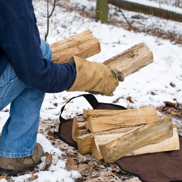 1Pc Firewood Carrier Bag With Handle Durable Wear Resistant Fireplace Logs Holder Side Opening Wood Storage Carrying Bag For Indoor Fireplace Outdoor Camping