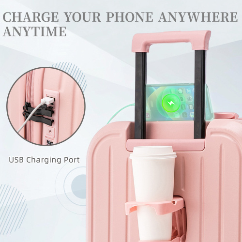 20  24  28   3 Pcsset In ABS 360 Spinner Wheel Luggage, Carry On Suitcase, With Cup Holder  USB Port