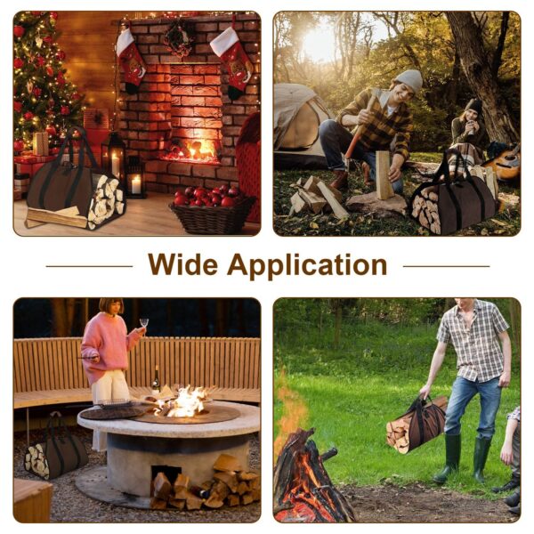 1Pc Firewood Carrier Bag With Handle Durable Wear Resistant Fireplace Logs Holder Side Opening Wood Storage Carrying Bag For Indoor Fireplace Outdoor Camping