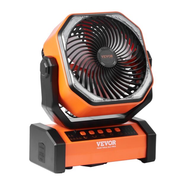 a8402a1a-e5e7-4ebb-acba-088222b383c2.jpg VEVOR Portable Fan Rechargeable 9 Inch, Battery Powered Fan With LED Lantern, 4 Speeds Adjustable Automatic Swivel & Timer , USB Battery Operated Fans For Travel Bedroom Home Camping Office