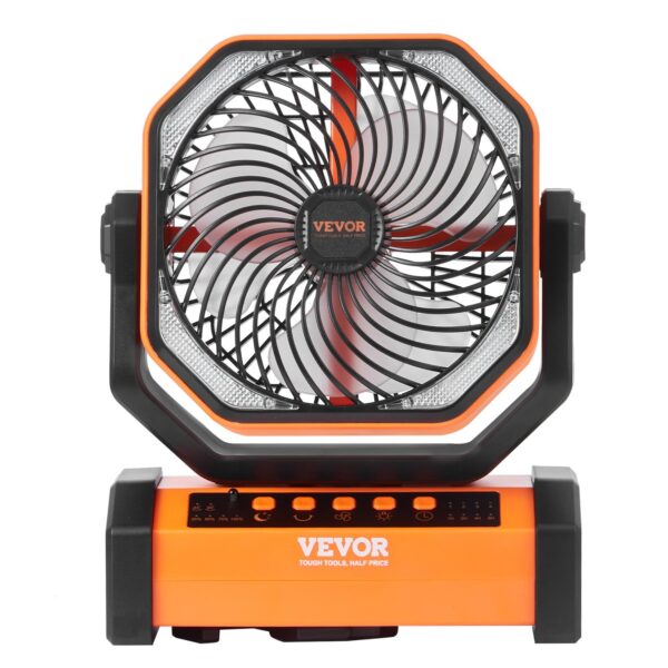 be534a8f-c0df-4559-957f-d252188a6572.jpg VEVOR Portable Fan Rechargeable 9 Inch, Battery Powered Fan With LED Lantern, 4 Speeds Adjustable Automatic Swivel & Timer , USB Battery Operated Fans For Travel Bedroom Home Camping Office