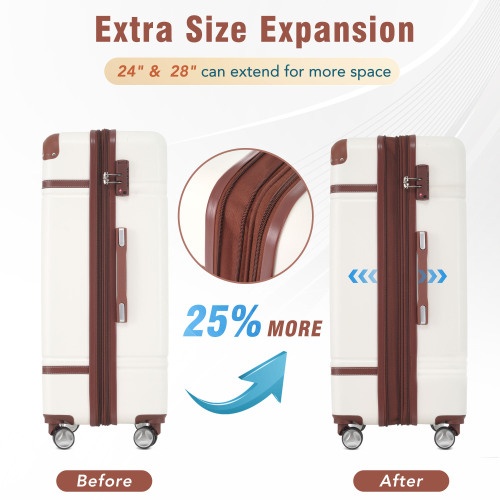 Hardshell Luggage Sets 3 Pieces 20x24 Luggages And Cosmetic Case Spinner Suitcase With TSA Lock Lightweight