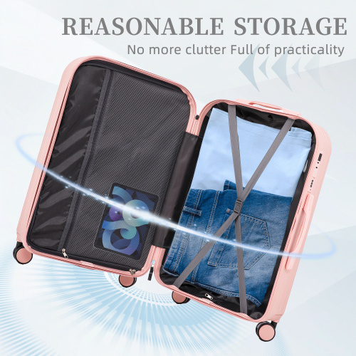 20  24  28   3 Pcsset In ABS 360 Spinner Wheel Luggage, Carry On Suitcase, With Cup Holder  USB Port