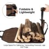 1Pc Firewood Carrier Bag With Handle Durable Wear Resistant Fireplace Logs Holder Side Opening Wood Storage Carrying Bag For Indoor Fireplace Outdoor Camping