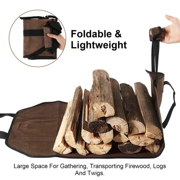 1Pc Firewood Carrier Bag With Handle Durable Wear Resistant Fireplace Logs Holder Side Opening Wood Storage Carrying Bag For Indoor Fireplace Outdoor Camping