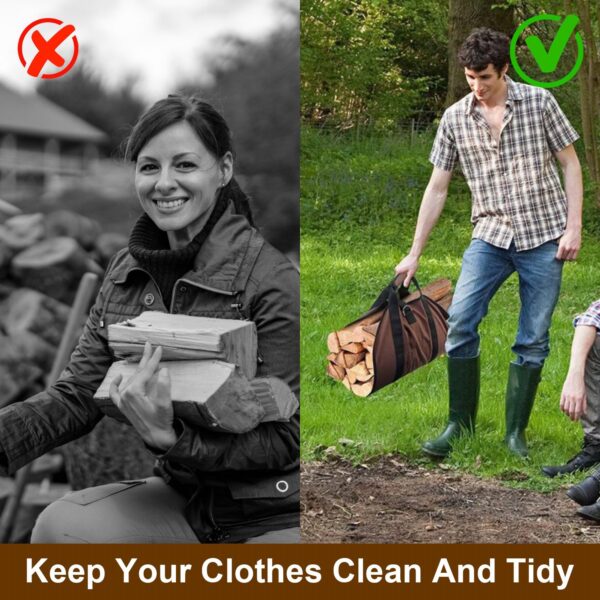 1Pc Firewood Carrier Bag With Handle Durable Wear Resistant Fireplace Logs Holder Side Opening Wood Storage Carrying Bag For Indoor Fireplace Outdoor Camping