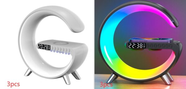 7c716b47-6fca-4cb0-87bd-7ed6267c72e8.jpg New Intelligent G Shaped LED Lamp Bluetooth Speake Wireless Charger Atmosphere Lamp App Control For Bedroom Home Decor