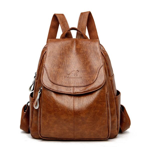 Xiangfei Kangaroo Soft Leather Backpack Female New Fashion Casual Backpack Soft Leather Large Capacity Travel Bag