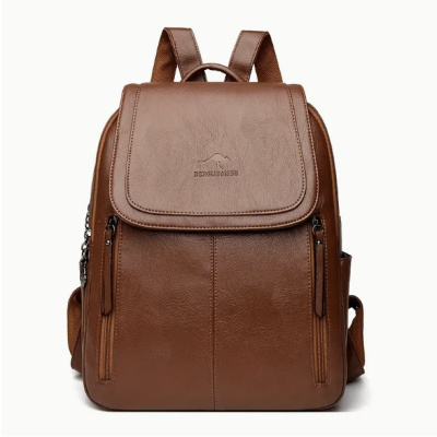 Xiangfei Kangaroo Soft Leather Backpack Female New Fashion Casual Backpack Soft Leather Large Capacity Travel Bag