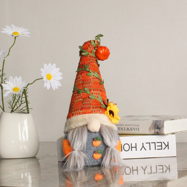 Pumpkin Sunflower Faceless Doll Dwarf Ornaments Window Decorations Harvest Festival Elf